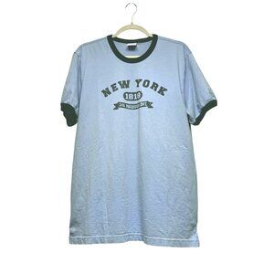 Brooks Brothers T Shirt Ringer Tee Blue Mens Large Cotton New York 1818